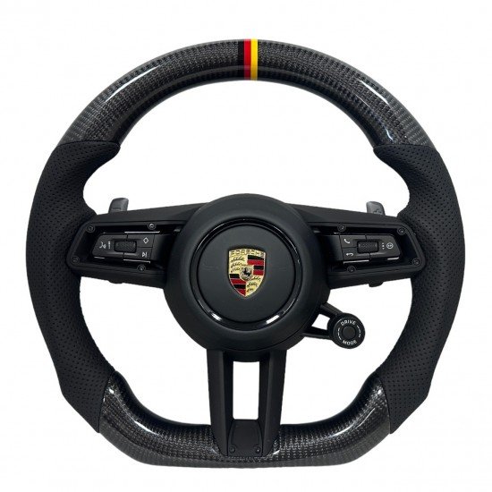 Porsche-碳纖維、透氣皮、三色線、旋鈕